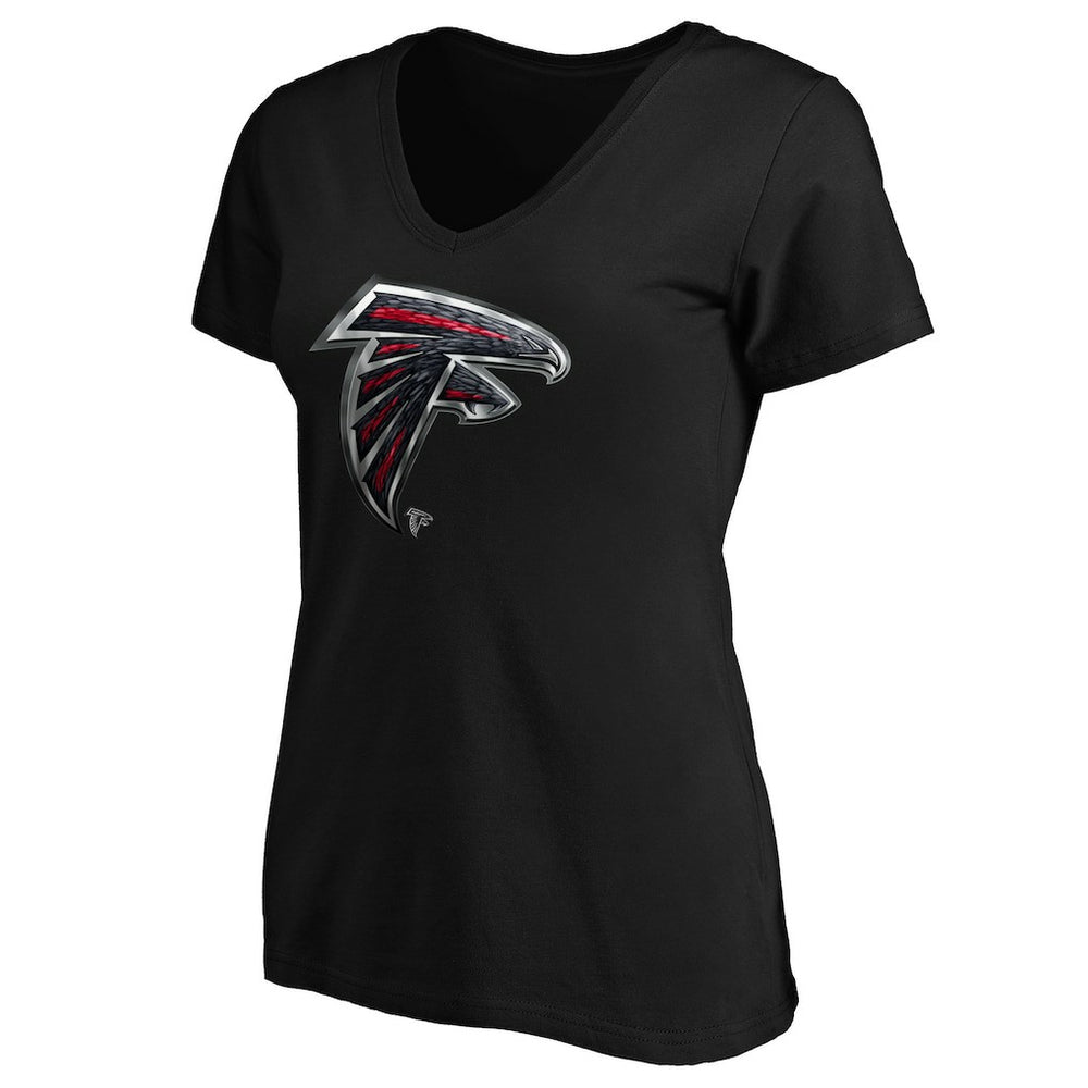 Atlanta Falcons  Women's Midnight Mascot Logo V-Neck T-Shirt