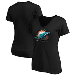 Miami Dolphins  Women's Midnight Mascot Logo V-Neck T-Shirt