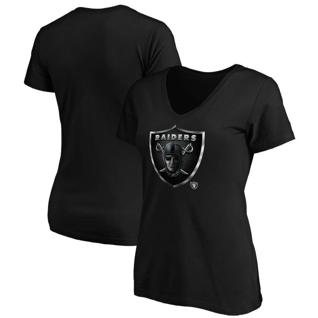 Las Vegas Raiders  Women's Midnight Mascot Logo V-Neck T-Shirt