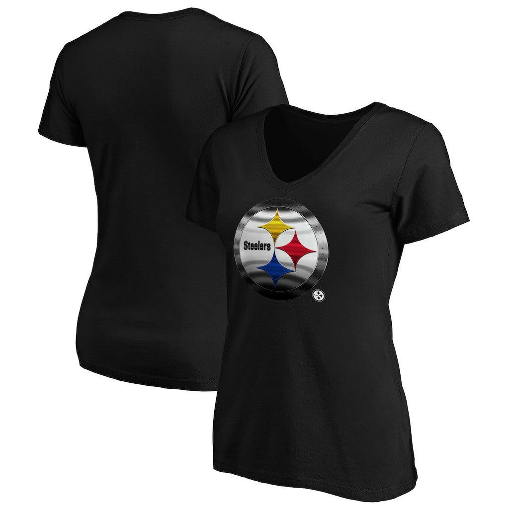 Pittsburgh Steelers  Women's Midnight Mascot Logo V-Neck T-Shirt