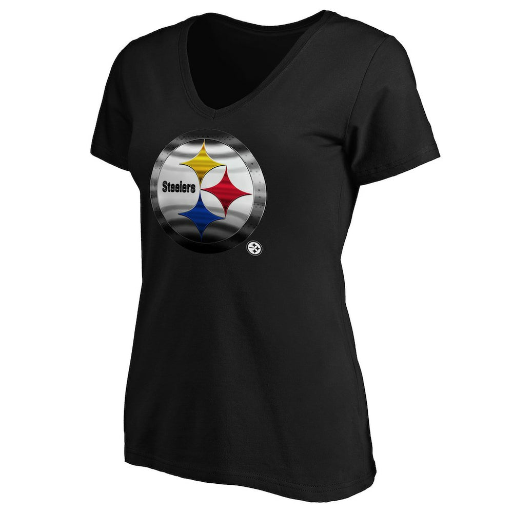 Pittsburgh Steelers  Women's Midnight Mascot Logo V-Neck T-Shirt