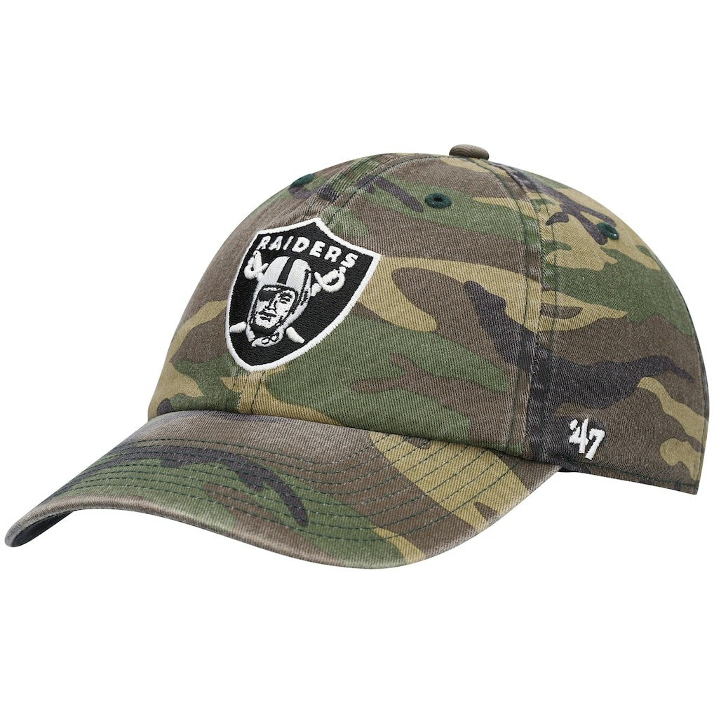 Las Vegas Raiders 47 brand '47 Woodland Clean Up Adjustable Hat