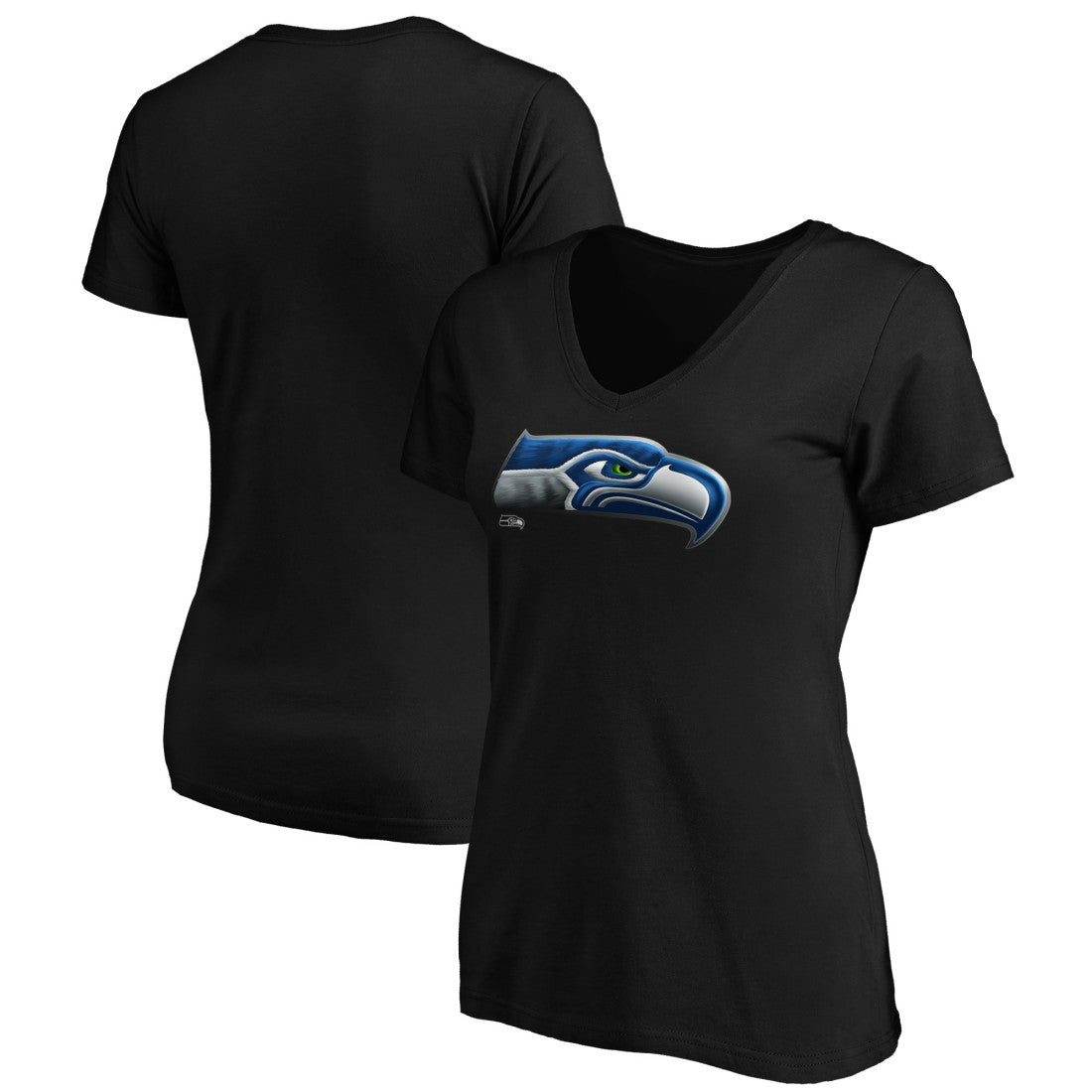 Seattle Seahawks  Women's Midnight Mascot Logo V-Neck T-Shirt