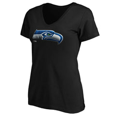 Seattle Seahawks  Women's Midnight Mascot Logo V-Neck T-Shirt