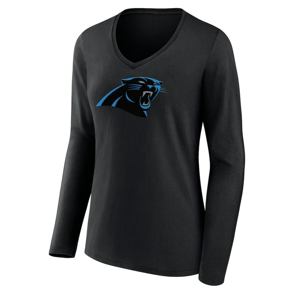 Carolina Panthers  Women's Primary Team Logo Long Sleeve V-Neck T-Shirt
