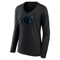 Carolina Panthers  Women's Primary Team Logo Long Sleeve V-Neck T-Shirt