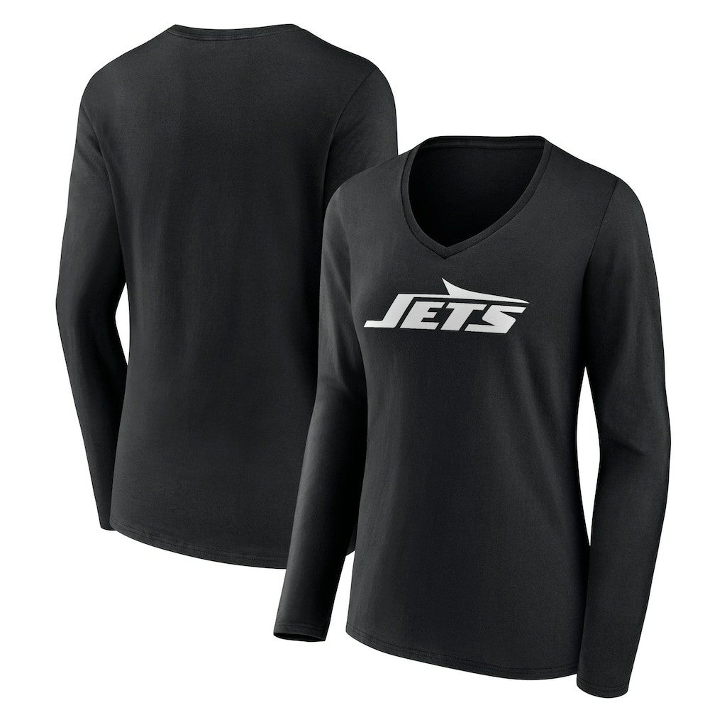 New York Jets  Women's Primary Team Logo Long Sleeve V-Neck T-Shirt