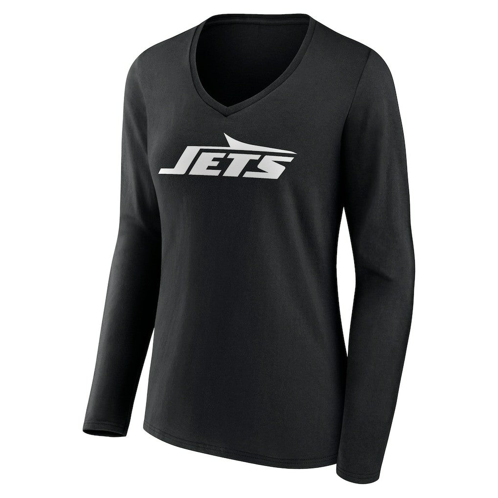 New York Jets  Women's Primary Team Logo Long Sleeve V-Neck T-Shirt