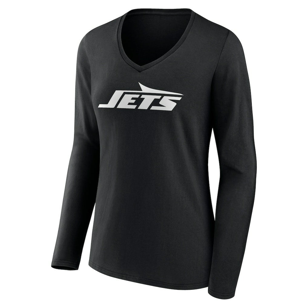 New York Jets  Women's Primary Team Logo Long Sleeve V-Neck T-Shirt
