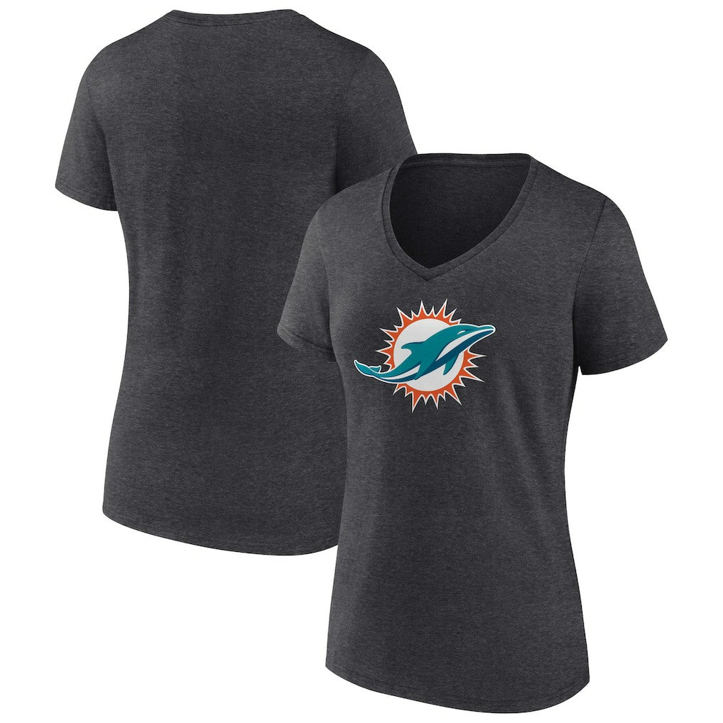 Miami Dolphins  Women's Primary Team Logo V-Neck T-Shirt