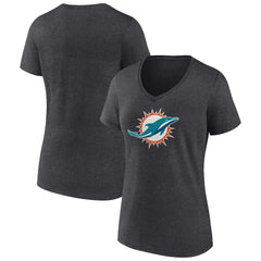 Miami Dolphins  Women's Primary Team Logo V-Neck T-Shirt