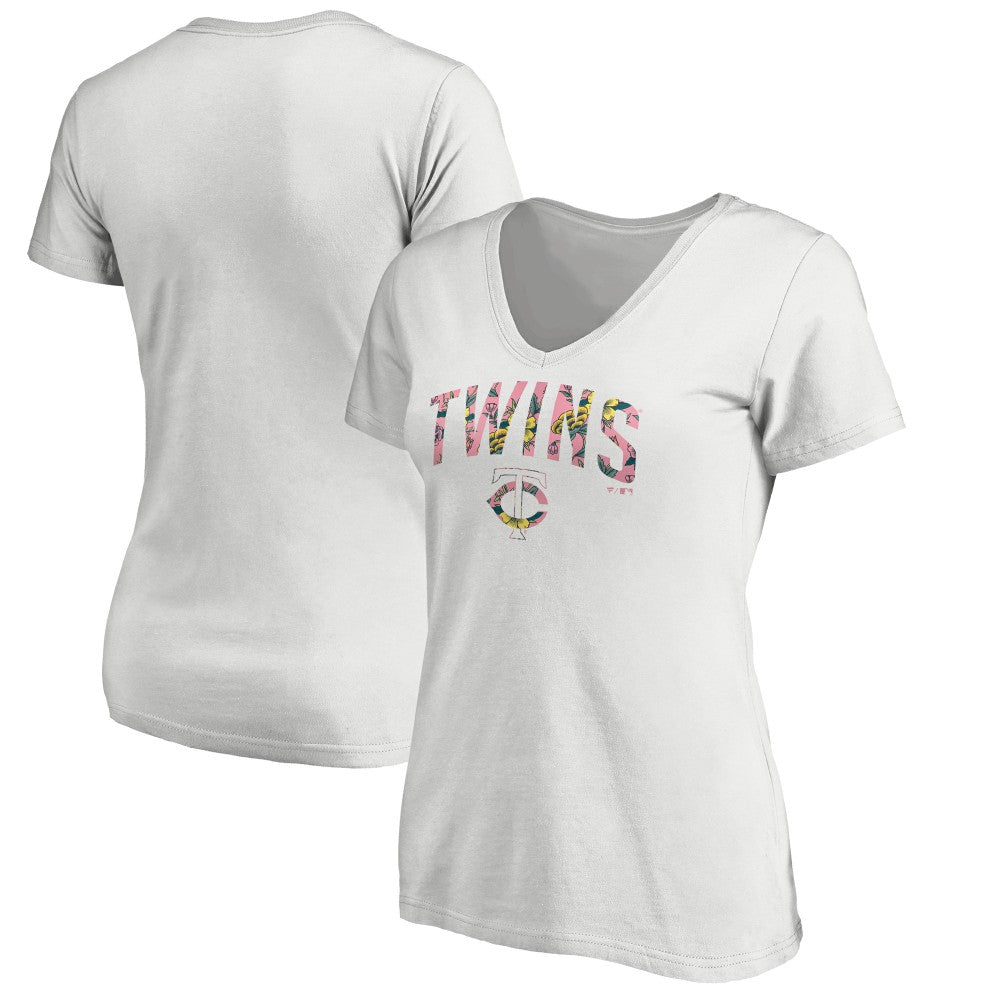 Minnesota Twins Women's Floral Arched Logo V-Neck T-Shirt | MLB Shop