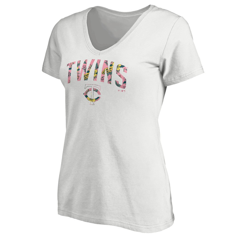 Minnesota Twins Women's Floral Arched Logo V-Neck T-Shirt | MLB Shop