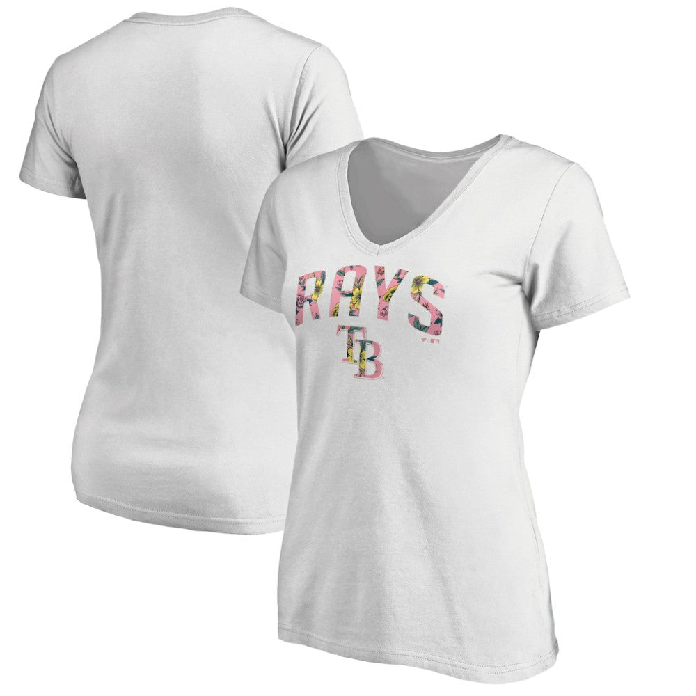 Tampa Bay Rays Women's Floral Arched Logo V-Neck T-Shirt | MLB For sale