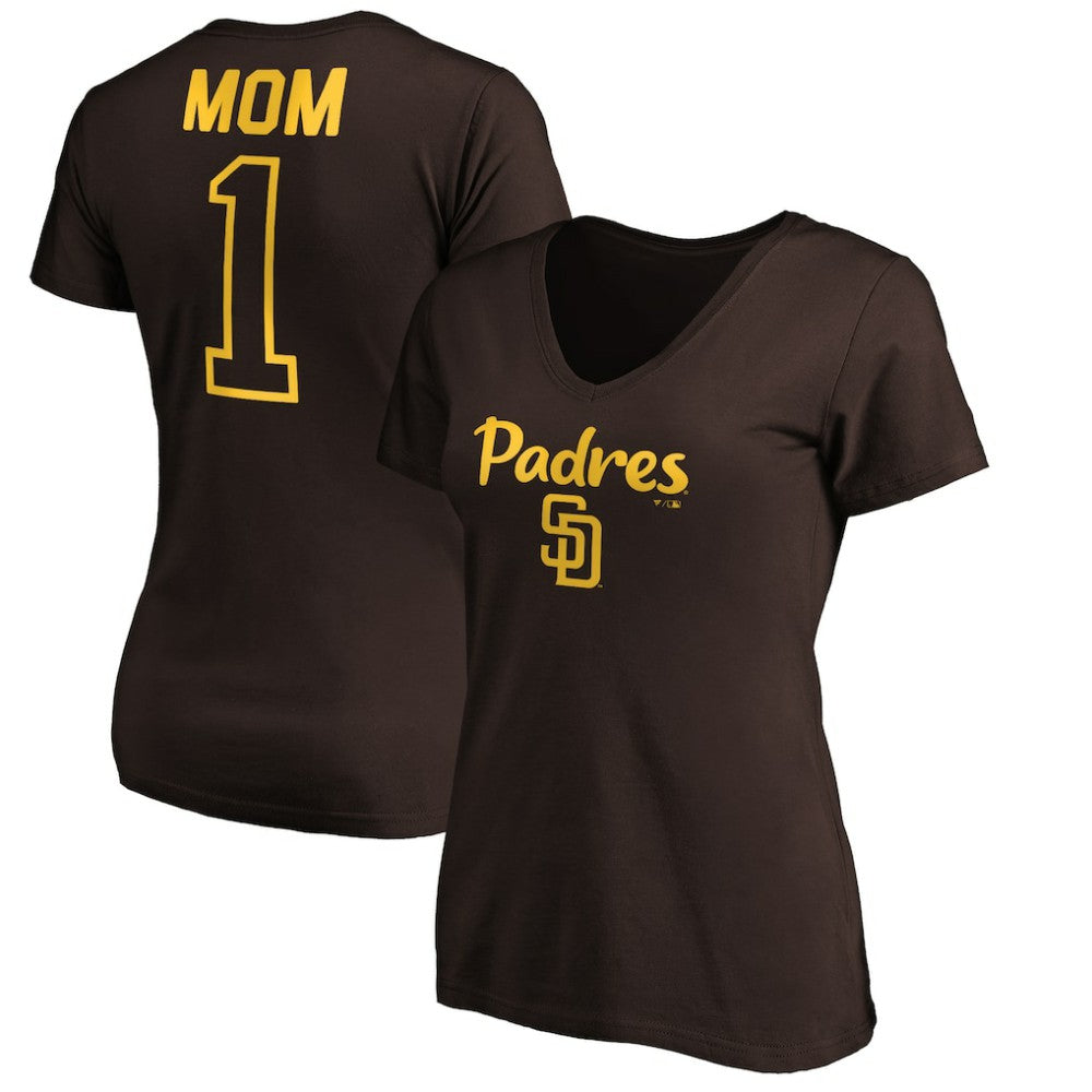 San Diego Padres Women's #1 Mom Logo V-Neck T-Shirt | MLB Shop