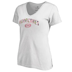 Carolina Hurricanes Women's Floral Arched V-Neck T-Shirt Outlet