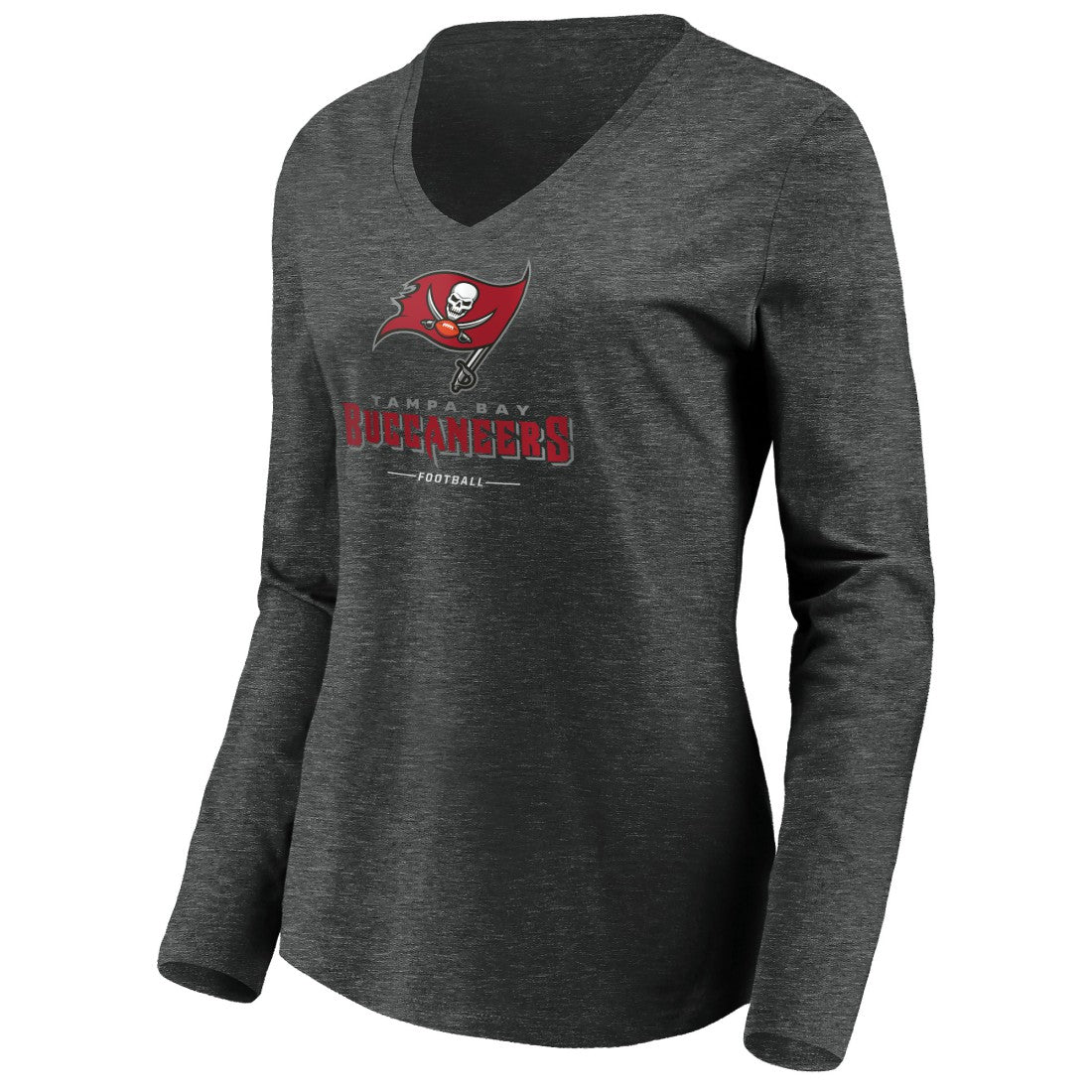 Tampa Bay Buccaneers  Women's Team Lockup Long Sleeve V-Neck T-Shirt