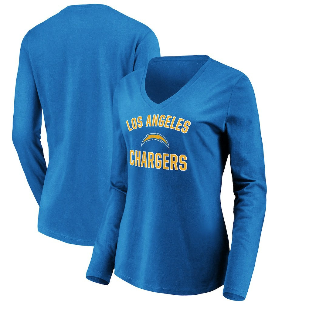 Los Angeles Chargers  Women's Victory Arch Long Sleeve V-Neck T-Shirt