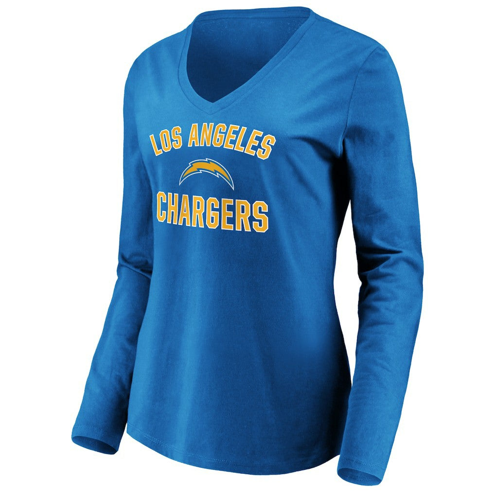 Los Angeles Chargers  Women's Victory Arch Long Sleeve V-Neck T-Shirt