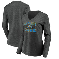 Los Angeles Chargers  Women's Victory Arch Long Sleeve V-Neck T-Shirt