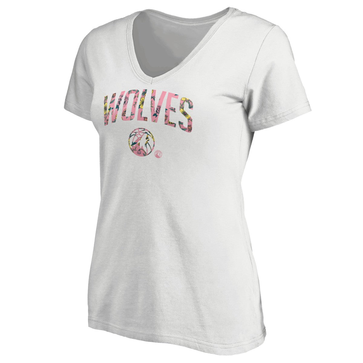 Minnesota Timberwolves Women's Floral Arch V-Neck T-Shirt For Sale