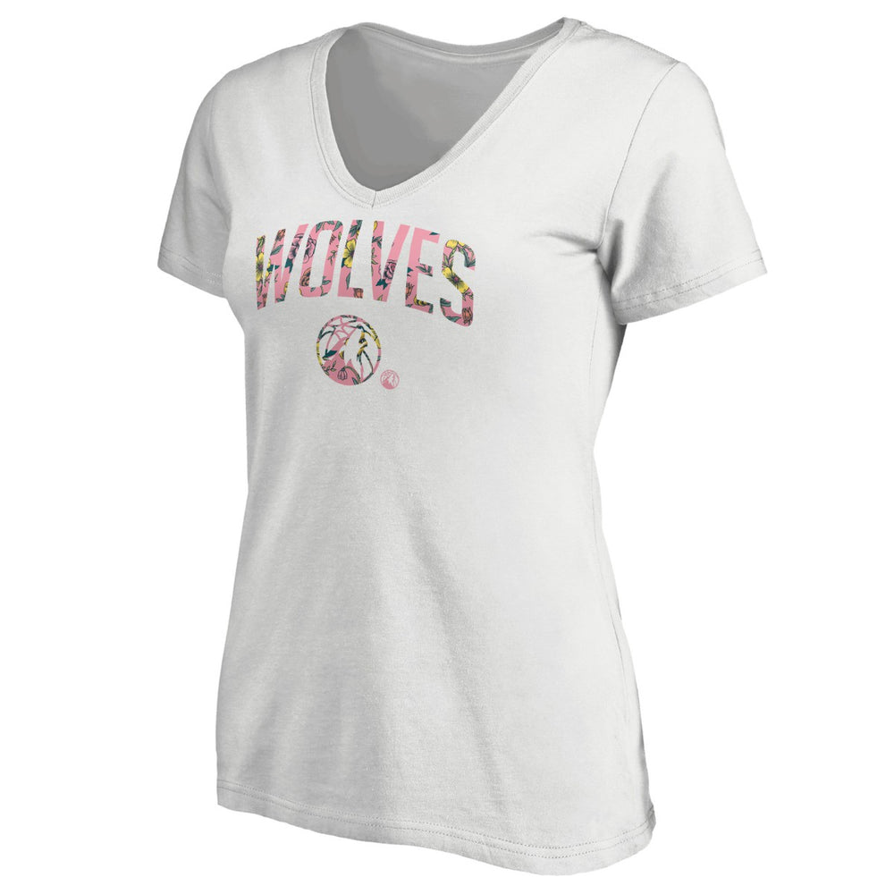 Minnesota Timberwolves Women's Floral Arch V-Neck T-Shirt For Sale