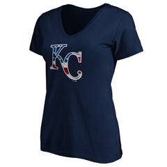 Kansas City Royals Logo Women's Banner Wave V-Neck T-Shirt | MLB Shop