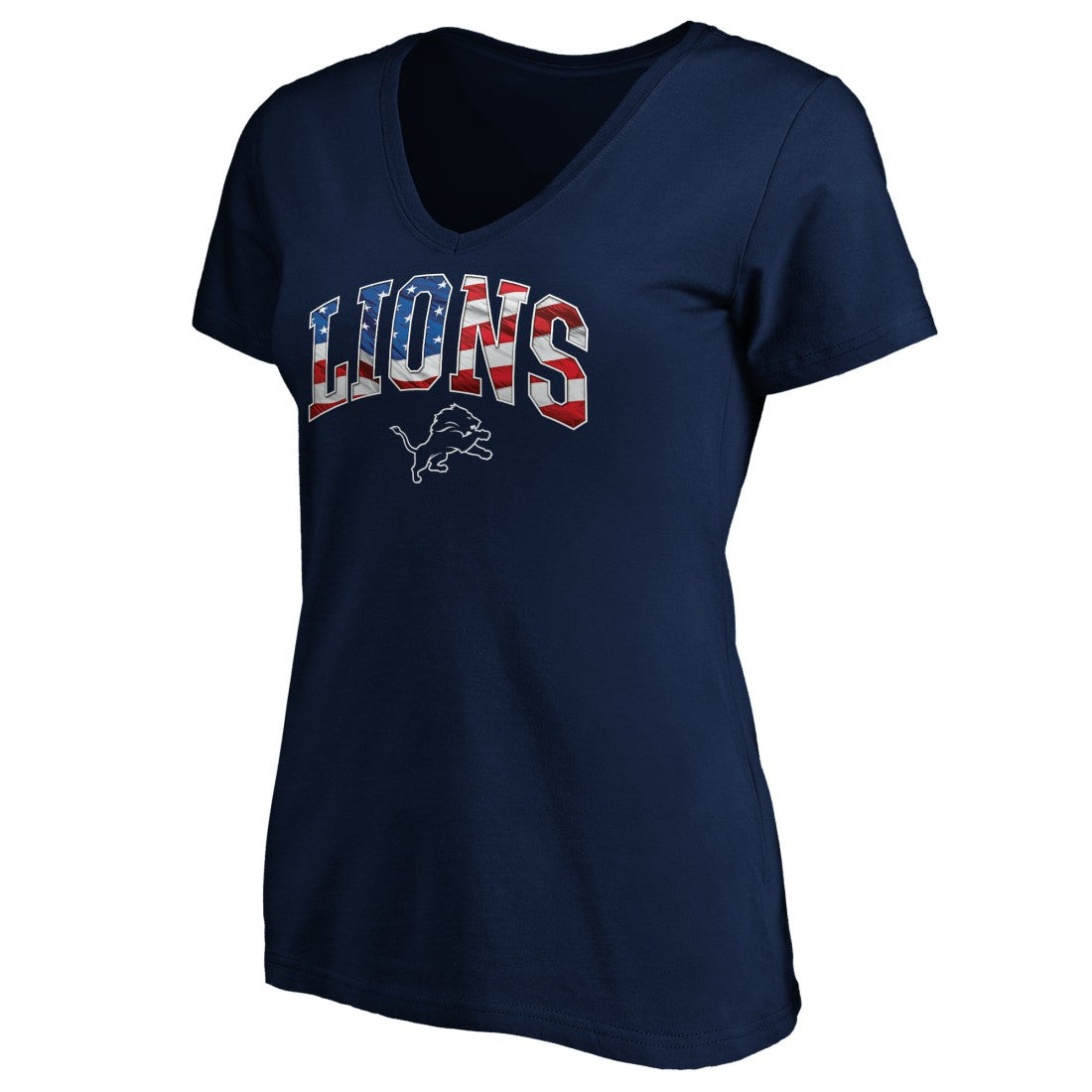 Detroit Lions  Logo Women's Banner Wave V-Neck T-Shirt