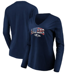 Baltimore Ravens  Women's Banner Wave V-Neck Long Sleeve T-Shirt