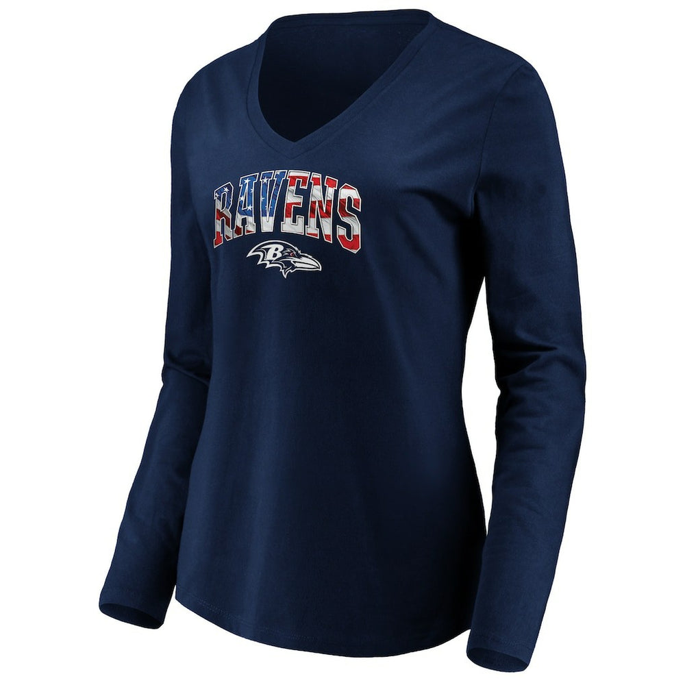 Baltimore Ravens  Women's Banner Wave V-Neck Long Sleeve T-Shirt
