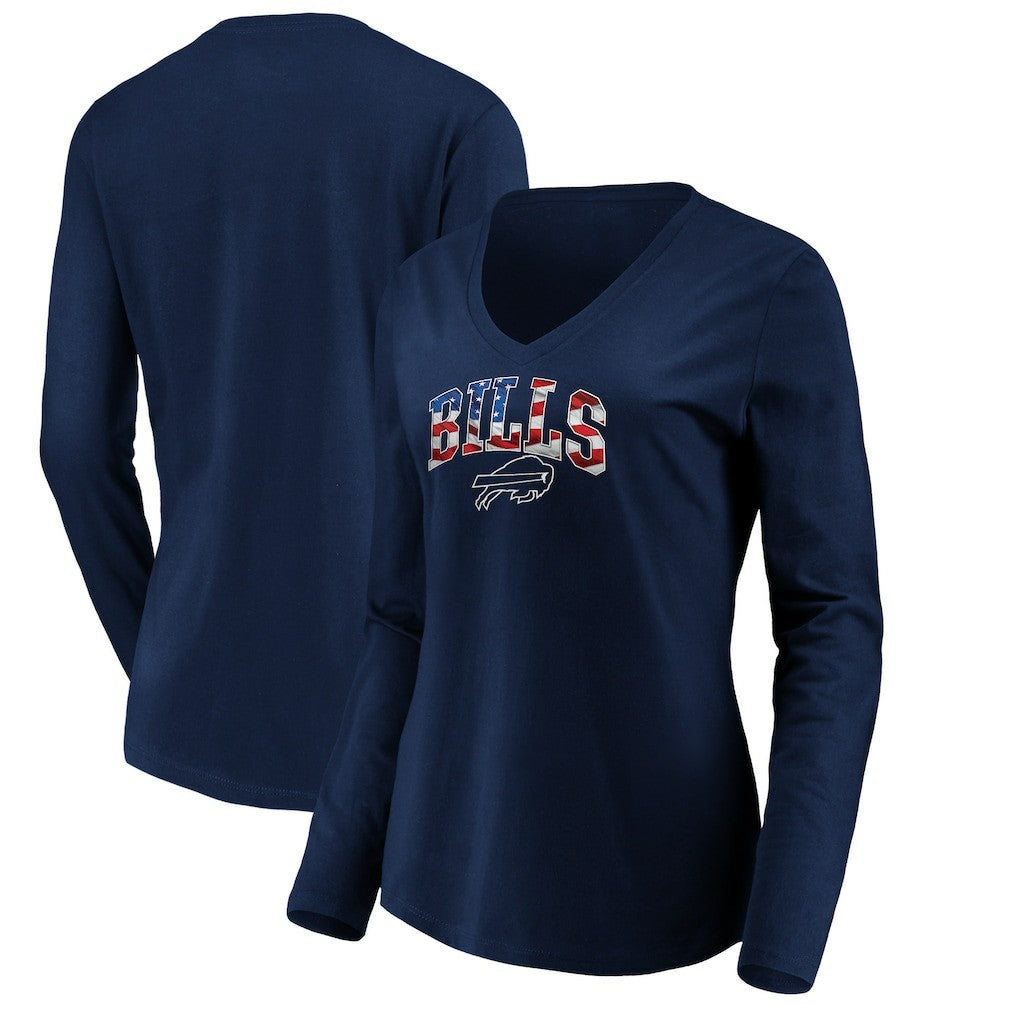 Buffalo Bills  Women's Banner Wave V-Neck Long Sleeve T-Shirt