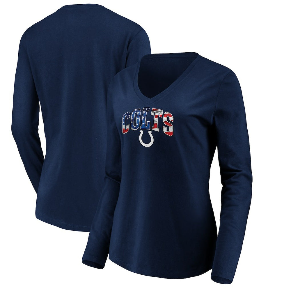 Indianapolis Colts  Women's Banner Wave V-Neck Long Sleeve T-Shirt