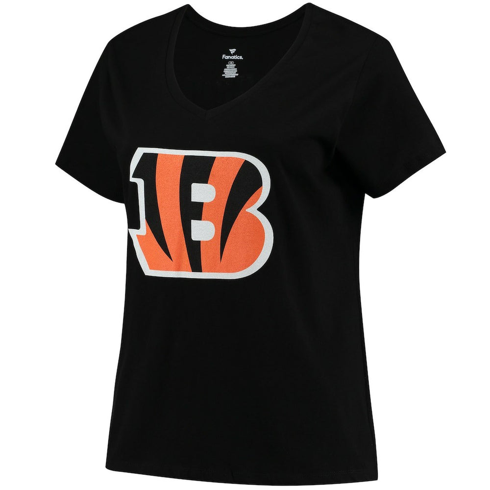 Cincinnati Bengals Fanatics Joe Burrow  Women's Plus Size Name & Number V-Neck T-Shirt