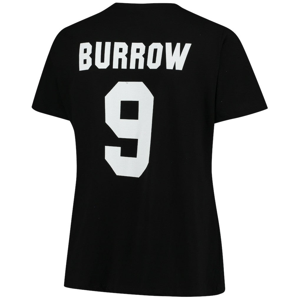 Cincinnati Bengals Fanatics Joe Burrow  Women's Plus Size Name & Number V-Neck T-Shirt