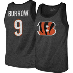 Cincinnati Bengals  Joe Burrow  Majestic Threads Name & Number Tri-Blend Tank Top