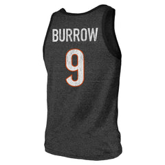Cincinnati Bengals  Joe Burrow  Majestic Threads Name & Number Tri-Blend Tank Top