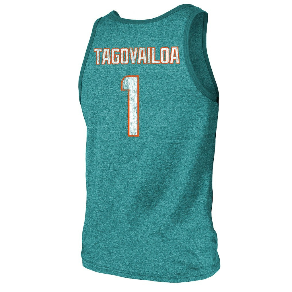 Miami Dolphins  Tua Tagovailoa  Majestic Threads Name & Number Tri-Blend Tank Top