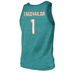 Miami Dolphins  Tua Tagovailoa  Majestic Threads Name & Number Tri-Blend Tank Top