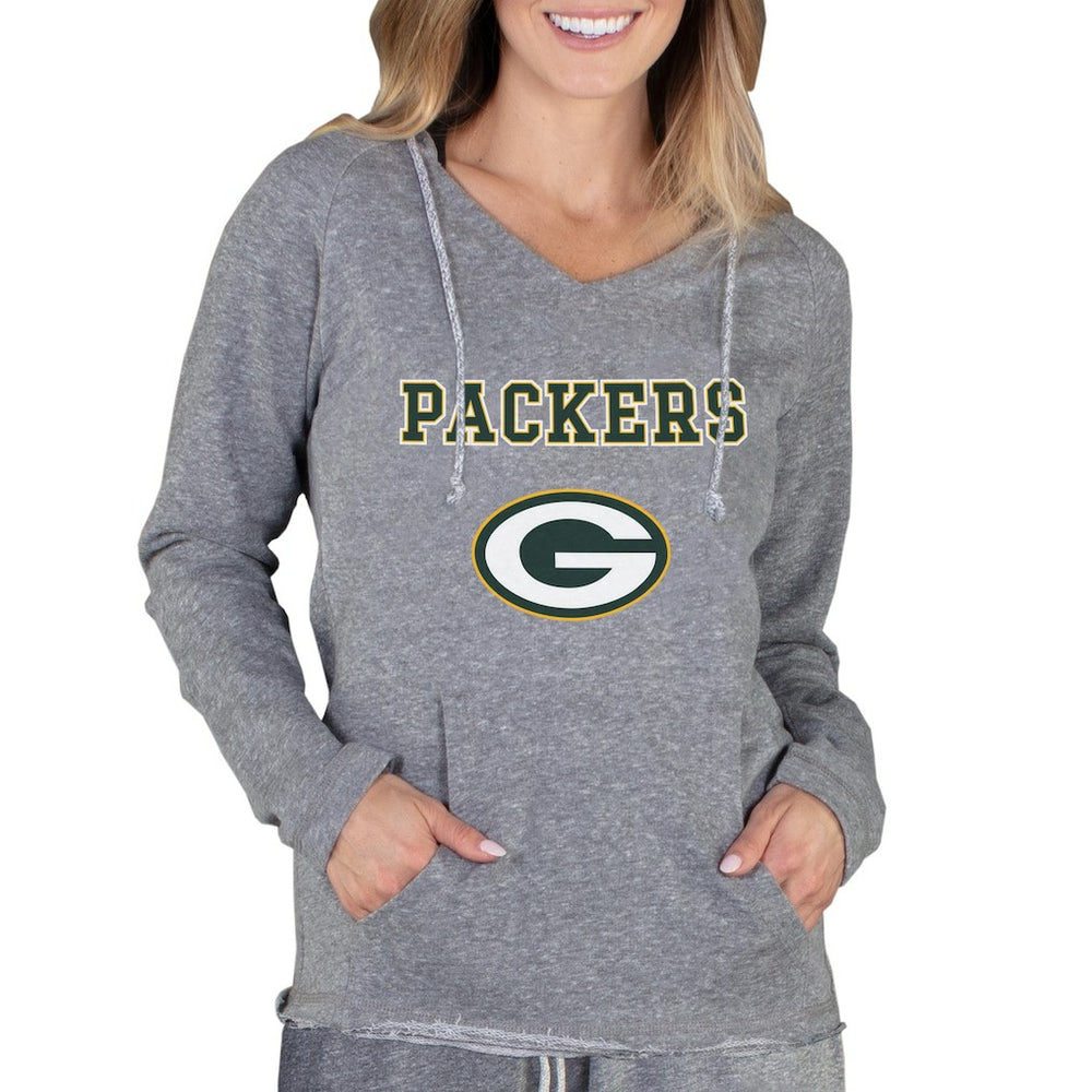 Green Bay Packers  Concepts Sport Women's Mainstream Tri-Blend Raglan Hoodie V-Neck Top