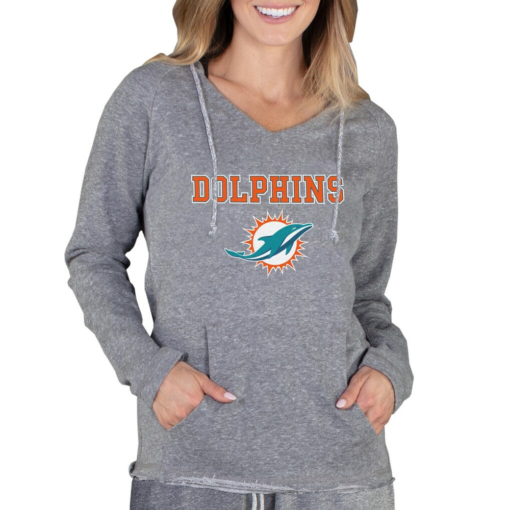Miami Dolphins  Concepts Sport Women's Mainstream Tri-Blend Raglan Hoodie V-Neck Top