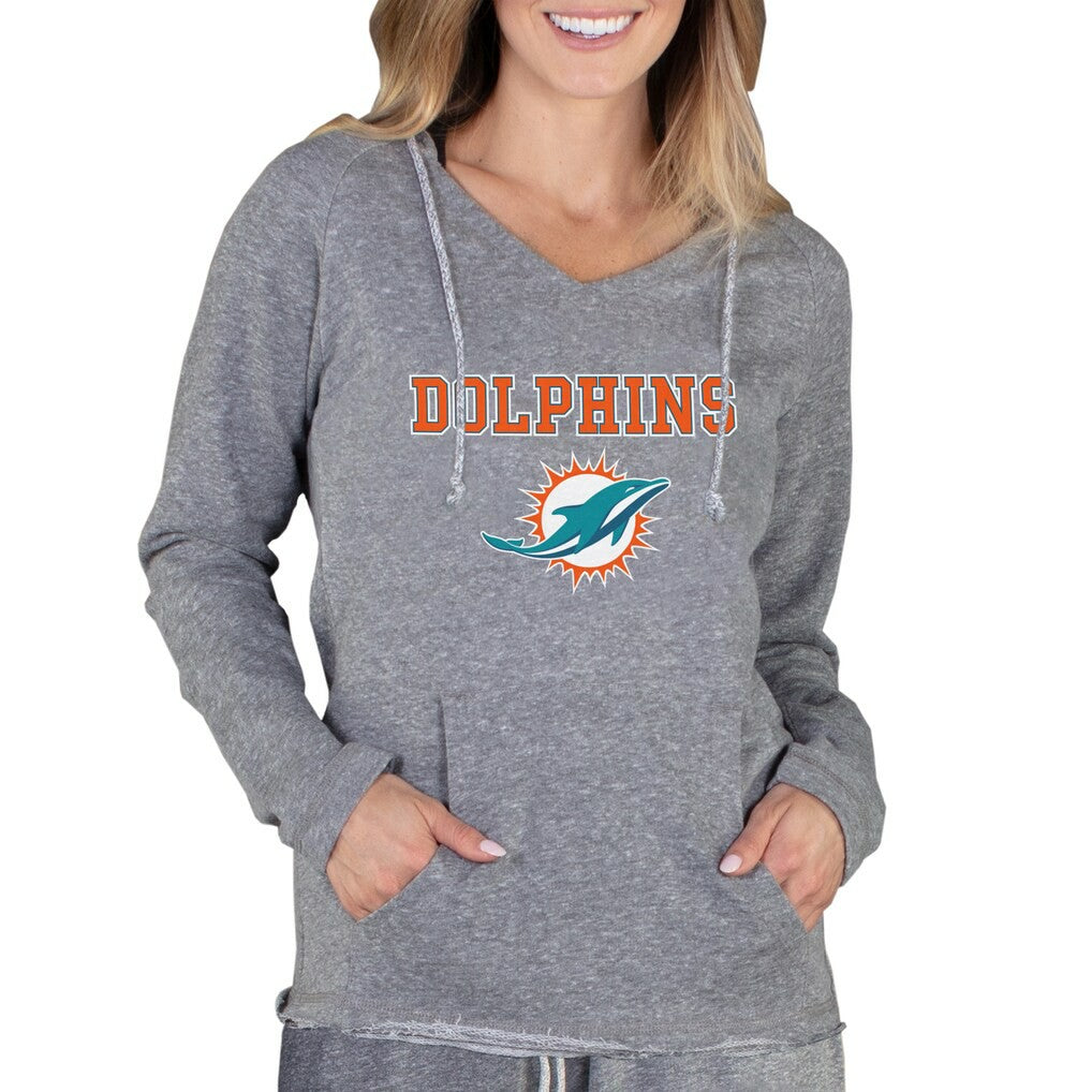 Miami Dolphins  Concepts Sport Women's Mainstream Tri-Blend Raglan Hoodie V-Neck Top