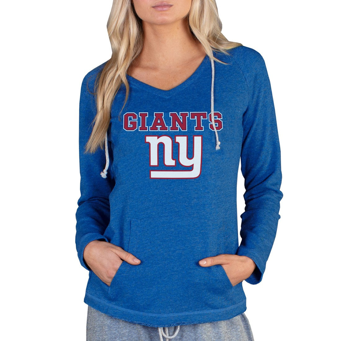 New York Giants  Concepts Sport Women's Mainstream Tri-Blend Raglan Hoodie V-Neck Top