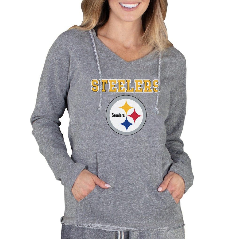 Pittsburgh Steelers  Concepts Sport Women's Mainstream Tri-Blend Raglan Hoodie V-Neck Top