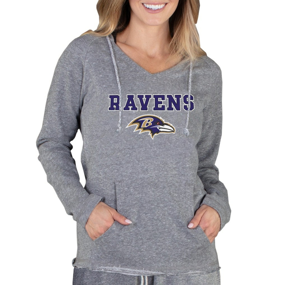 Baltimore Ravens  Concepts Sport Women's Mainstream Tri-Blend Raglan Hoodie V-Neck Top