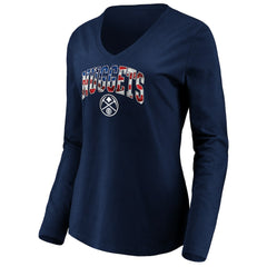 Denver Nuggets Women's Banner Wave V-Neck Long Sleeve T-Shirt sale New