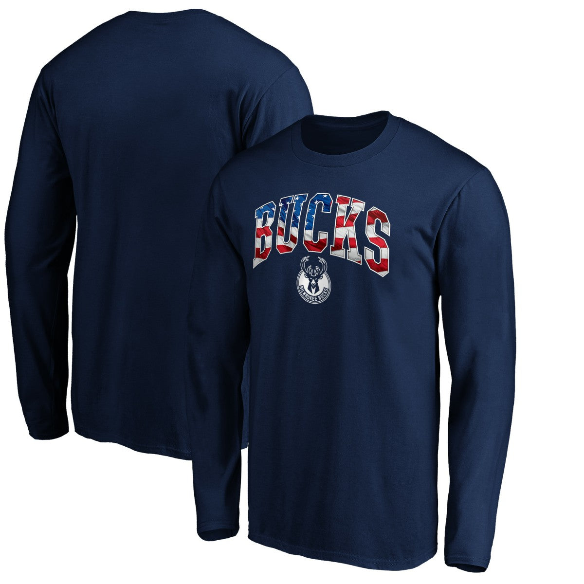 Milwaukee Bucks Banner Wave Long Sleeve T-Shirt New