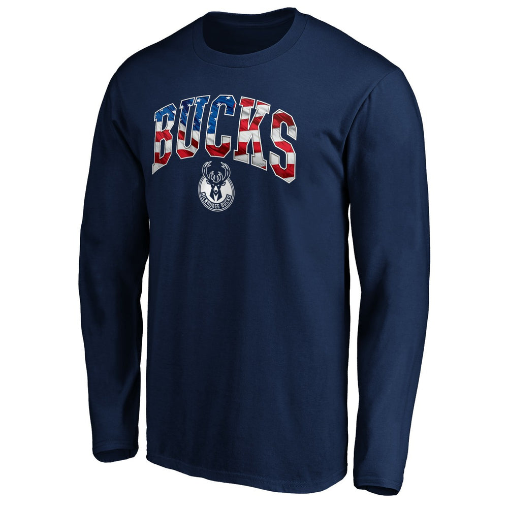 Milwaukee Bucks Banner Wave Long Sleeve T-Shirt New