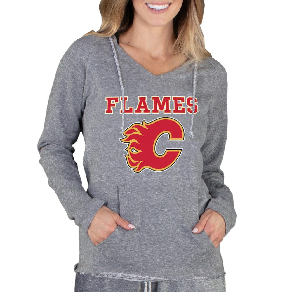 Calgary Flames Concepts Sport Women's Mainstream Terry Tri-Blend Long Sleeve Hooded Top Discount