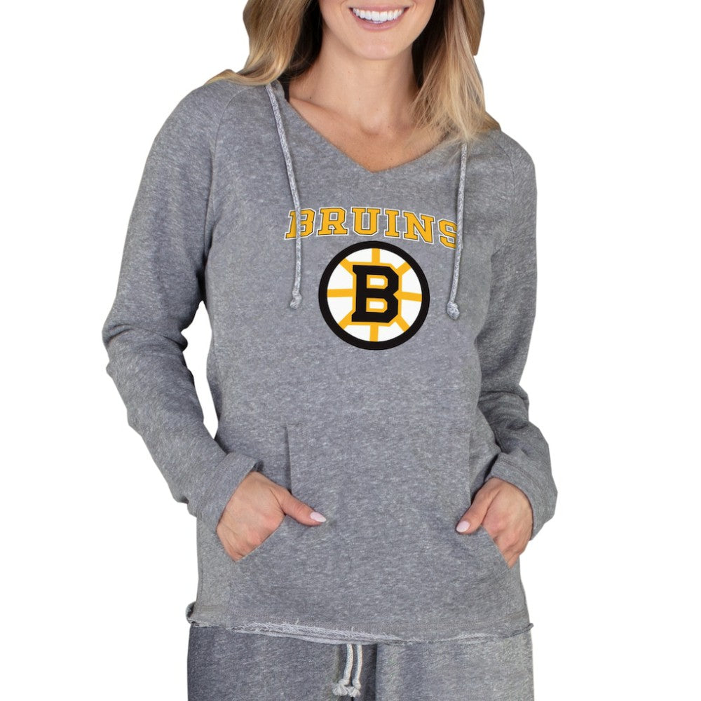 Boston Bruins Concepts Sport Women's Mainstream Terry Tri-Blend Long Sleeve Hooded Top Outlet