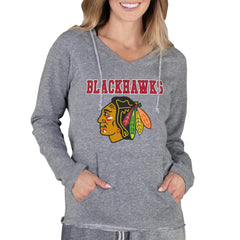 Chicago Blackhawks Concepts Sport Women's Mainstream Terry Tri-Blend Long Sleeve Hooded Top Outlet